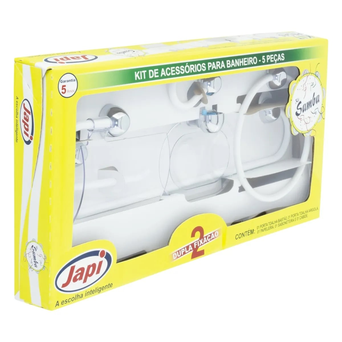 KIT ACESSÓRIO BANHEIRO BRANCO 5 PCS JAPI