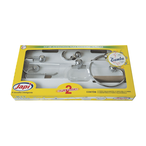 KIT ACESSÓRIO BANHEIRO CROM 5 PCS JAPI