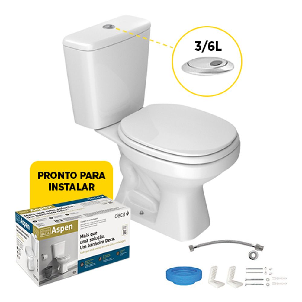 CONJ KIT VASO ACOPLADO ASPEN BRANCO DECA
