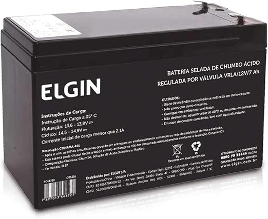 BATERIA SELADA 7AH 12V CHUMBO - ELGIN