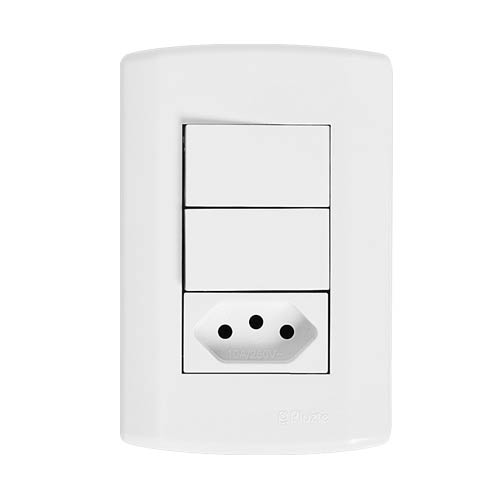 INTERRUPTOR DUPLO +TOMADA 10A MOD PLUZIE